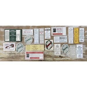 Vintage drug store pharmacy paper labels Dr Blumers beauty toilet products 1910s